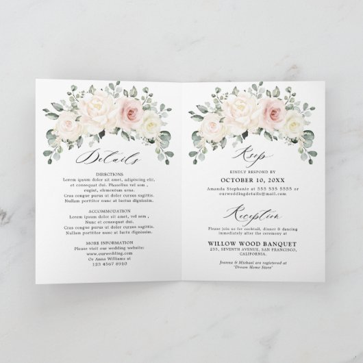 Champagne Ivory Blush Pink Floral Greenery Wedding (Binnen)