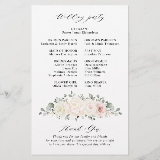 Champagne Ivory Blush Pink Floral Greenery Wedding (Achterkant)