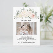 Champagne Ivory Blush Pink Floral Greenery Wedding Bedankkaart (Staand voorkant)
