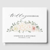 Champagne Ivory Blush Pink Floral Greenery Wedding Gastenboek (Voorkant)