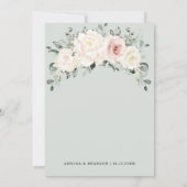 Champagne Ivory Blush Pink Floral Greenery Wedding Kaart (Achterkant)