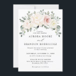 Champagne Ivory Blush Pink Floral Greenery Wedding Kaart<br><div class="desc">Ivory floral bruiloft Uitnodiging met elegante bouquet van perzik ,  wit ,  goud,  champagne ivoor,  zwart roos,  ranunculus bloemknoppen en groene eucalyptusbladeren en elegante waterverf bouquet. Neem contact met mij op voor hulp bij aanpassingen of als u een ander product nodig hebt met dit ontwerp.</div>