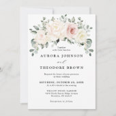 Champagne Ivory Blush Pink Floral Greenery Wedding Kaart (Voorkant)