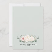 Champagne Ivory Blush Pink Floral Greenery Wedding Kaart (Achterkant)