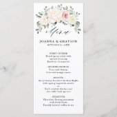 Champagne Ivory Blush Pink Floral Greenery Wedding Menu (Voorkant)
