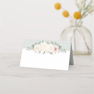 Champagne Ivory Blush Pink Floral Greenery Wedding Plaatskaartje