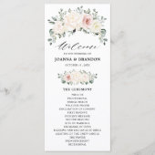 Champagne Ivory Blush Pink Floral Greenery Wedding Programmakaart (Voorkant)