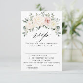 Champagne Ivory Blush Pink Floral Greenery Wedding RSVP Kaartje (Staand voorkant)