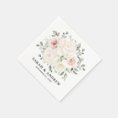 Champagne Ivory Blush Pink Floral Greenery Wedding Servet (Hoek)