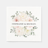 Champagne Ivory Blush Pink Floral Greenery Wedding Servet (Voorkant)