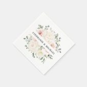 Champagne Ivory Blush Pink Floral Greenery Wedding Servet (Hoek)