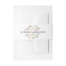 Champagne Ivory Blush Pink Floral Greenery Wedding Uitnodigingen Wikkel