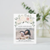 Champagne Ivory Blush Pink Floral Save the Date Briefkaart (Staand voorkant)