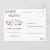 Champagne Ivory Blush Pink Floral Save the Date Briefkaart (Achterkant)