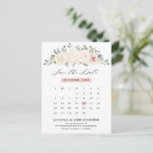 Champagne Ivory Blush Pink Floral Save the Date Briefkaart (Staand voorkant)