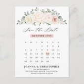 Champagne Ivory Blush Pink Floral Save the Date Briefkaart (Voorkant)