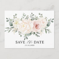 Champagne Ivory Blush Pink Floral Save the Date
