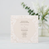 Champagne Ivory Lace Monogram Wedding Invite Kaart (Staand voorkant)