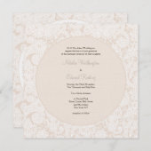 Champagne Ivory Lace Monogram Wedding Invite Kaart (Voorkant / Achterkant)