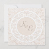 Champagne Ivory Lace Monogram Wedding Invite Kaart (Achterkant)