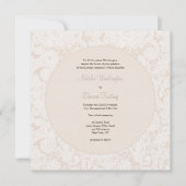 Champagne Ivory Lace Monogram Wedding Invite Kaart (Voorkant)