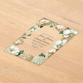 Champagne & Ivory Modern Botanical Wedding Acryl Uitnodigingen (Laagn)