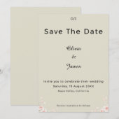 Champagne Ivory Whispered Petals Minimalist Script Save The Date (Voorkant / Achterkant)