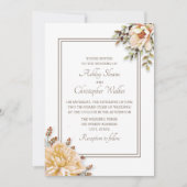 Champagne Ivory White Floral Wedding Invitation Kaart (Voorkant)