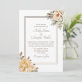 Champagne Ivory White Floral Wedding Invitation Kaart (Staand voorkant)