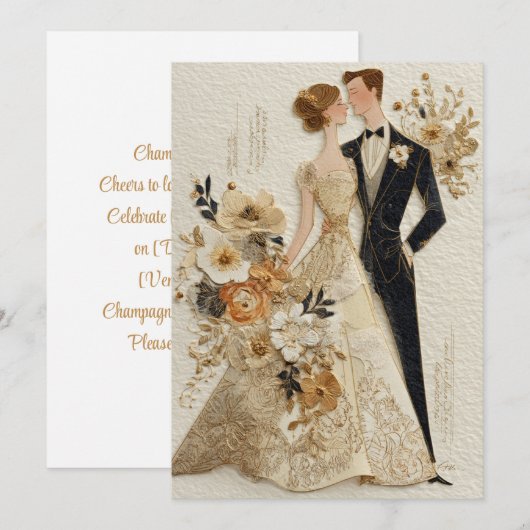 Champagne & jaren | goudgloed kaart (Voorkant / Achterkant)
