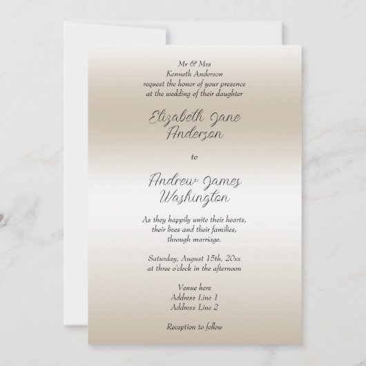 Champagne Jeweled Bow & Glitter Bruiloft Kaart (Achterkant)