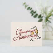 Champagne Jubileum Viering Script Grafisch Briefkaart (Staand voorkant)