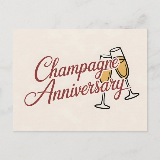Champagne Jubileum Viering Script Grafisch Briefkaart (Voorkant)