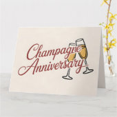 Champagne Jubileum Viering Script Grafisch Kaart (Gele Bloem)