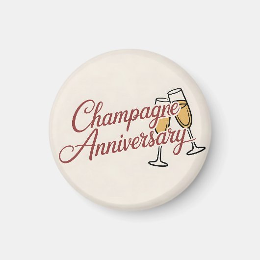 Champagne Jubileum Viering Script Grafisch Magneet (Voorkant)