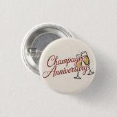 Champagne Jubileum Viering Script Grafisch Ronde Button 3,2 Cm (Voorkant /achterkant)