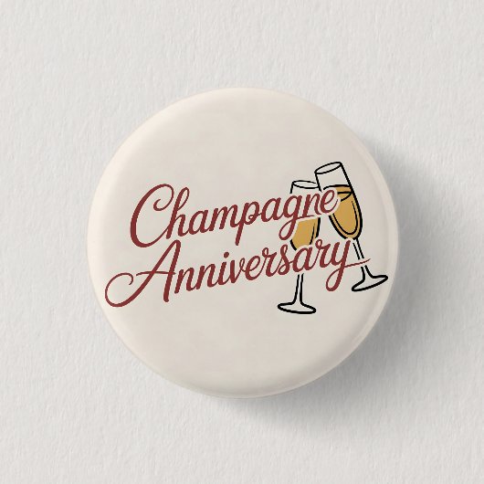 Champagne Jubileum Viering Script Grafisch Ronde Button 3,2 Cm (Voorkant)