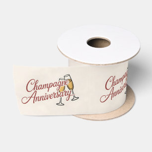 Champagne Jubileum Viering Script Grafisch Satijnen Lint