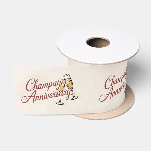 Champagne Jubileum Viering Script Grafisch Satijnen Lint (Spoel)