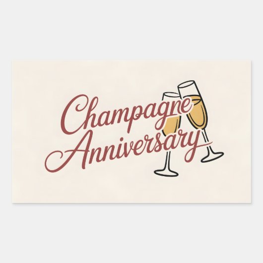 Champagne Jubileumviering Script Grafisch Rechthoekige Sticker (Voorkant)