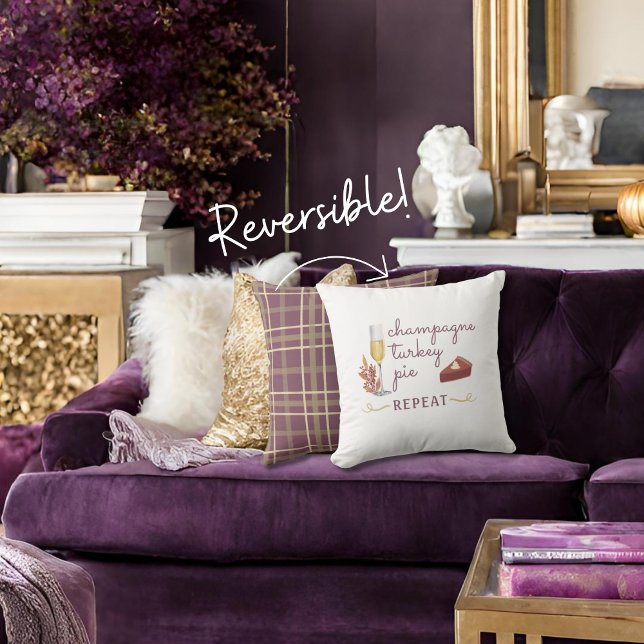 Champagne kalkoen taart herhalen Thanksgiving plai Kussen (Creator heeft geüpload)