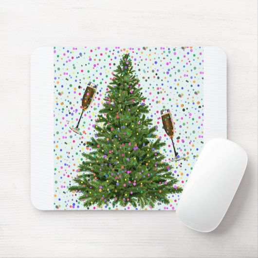 champagne kerstboom muismat (Met muis)