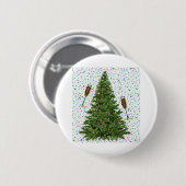 champagne kerstboom ronde button 5,7 cm (Voorkant /achterkant)