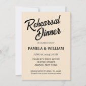 Champagne kleur bruiloft repetitie diner kaart (Voorkant)