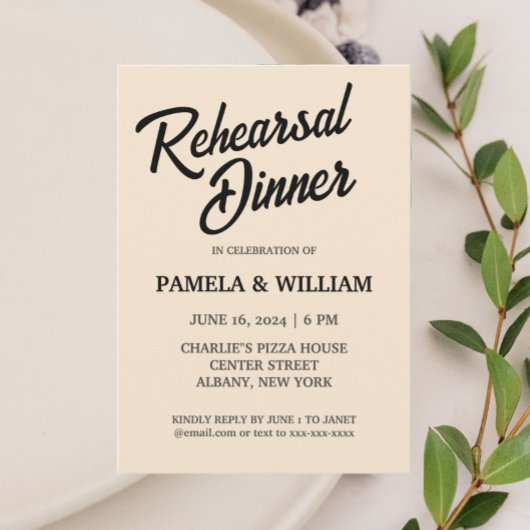 Champagne kleur bruiloft repetitie diner kaart