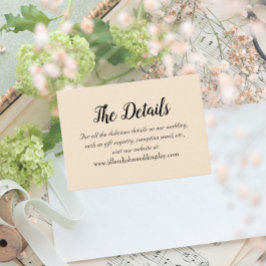 Champagne Kleur Eenvoudige Stijl Trouwdetails Informatiekaartje