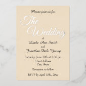 Champagne Kleur Eenvoudige Stijl Trouwen Folie Uitnodiging (Voorkant)