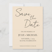 Champagne Kleur Eenvoudige Stijl Trouwen Save The Date (Voorkant)