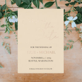 Champagne Kleur Eenvoudige Stijl Trouwen Save the  Folie Uitnodiging