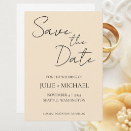 Champagne Kleur Eenvoudige Stijl Trouwfeest Save The Date